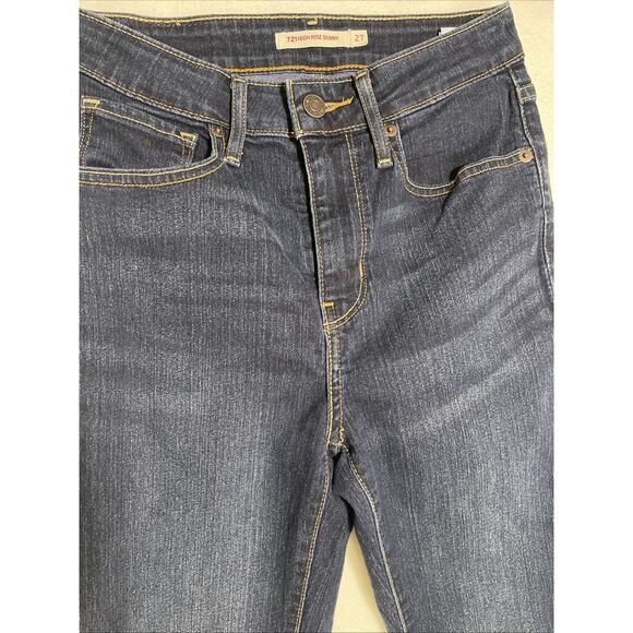 Levi's 721 Jeans Women's 27 Blue Dark Wash High Rise Skinny Jeans - Picture 2 of 4